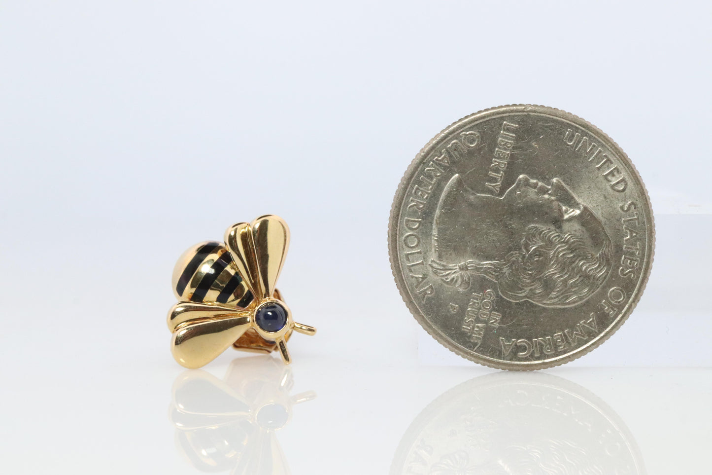 Genuine Cartier Bee Brooch. 18k Yellow Gold Sapphire BumbleBee Pin.