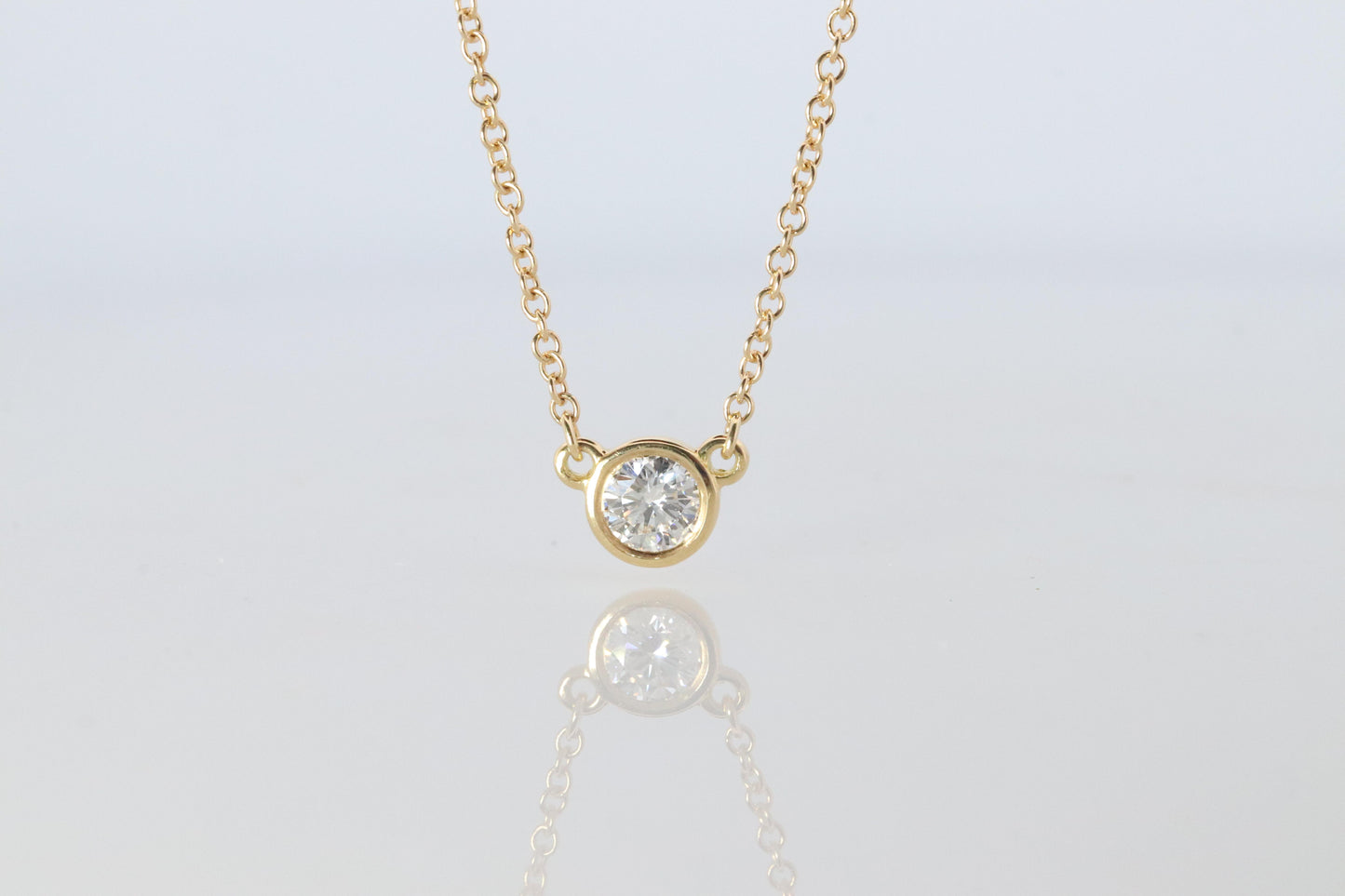 Vintage Tiffany Co Necklace Elsa Peretti Diamond by the Yard 0.36ct Solitaire 1P