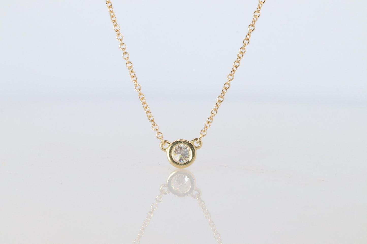 Vintage Tiffany Co Necklace Elsa Peretti Diamond by the Yard 0.36ct Solitaire 1P