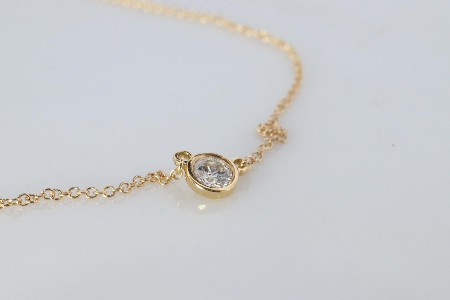 Vintage Tiffany Co Necklace Elsa Peretti Diamond by the Yard 0.36ct Solitaire 1P
