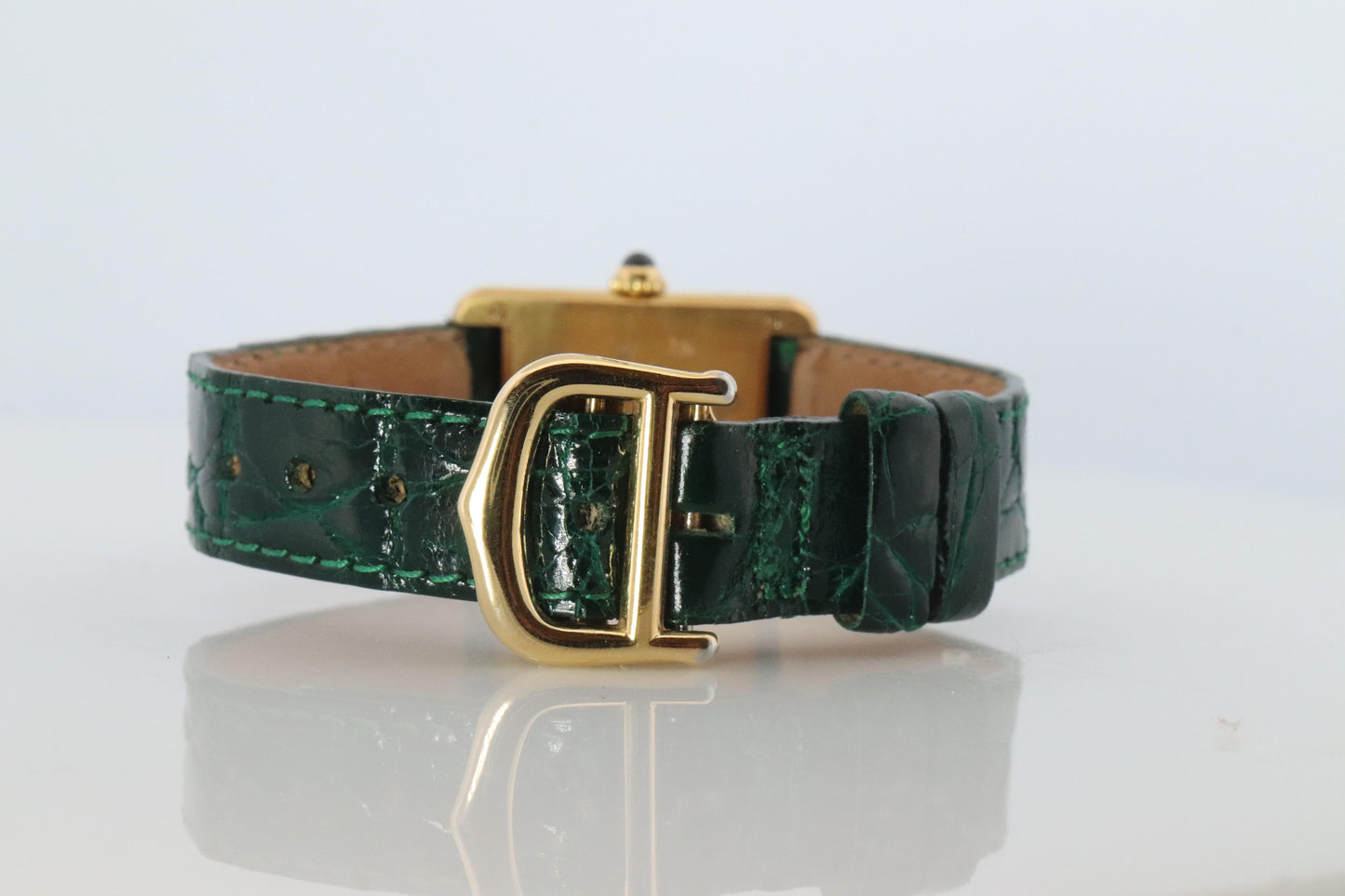 Vintage Must de Cartier Tank Arabic Dial Watch. Vermeil ARGENT 925 Small Tank