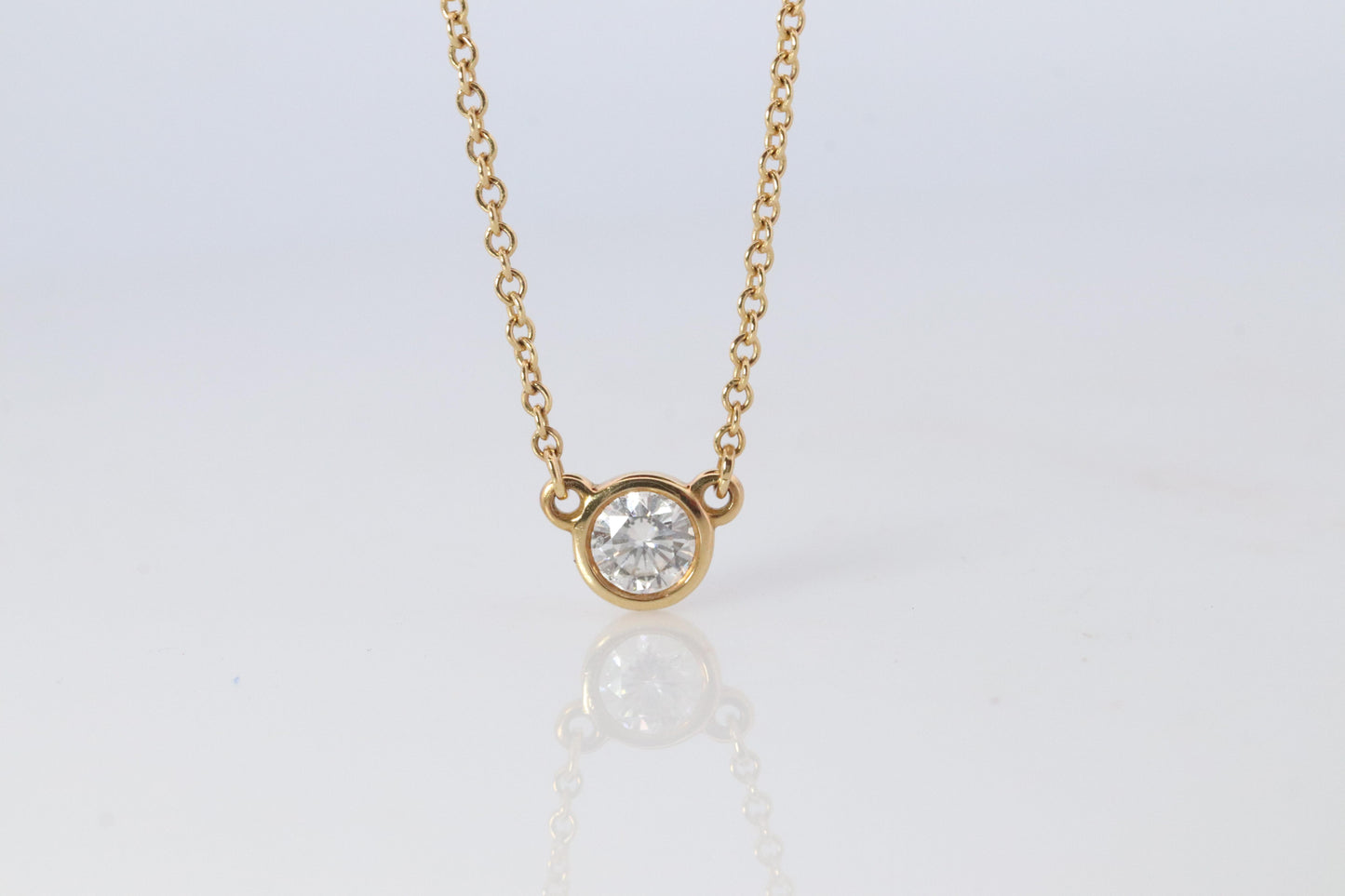 Vintage Tiffany Co Necklace Elsa Peretti Diamond by the Yard 0.36ct Solitaire 1P