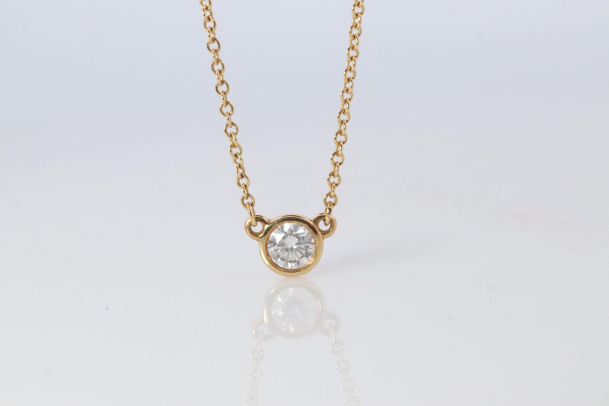 Vintage Tiffany Co Necklace Elsa Peretti Diamond by the Yard 0.36ct Solitaire 1P