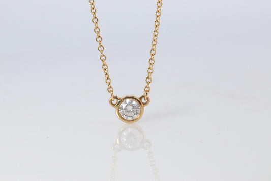 Vintage Tiffany Co Necklace Elsa Peretti Diamond by the Yard 0.36ct Solitaire 1P