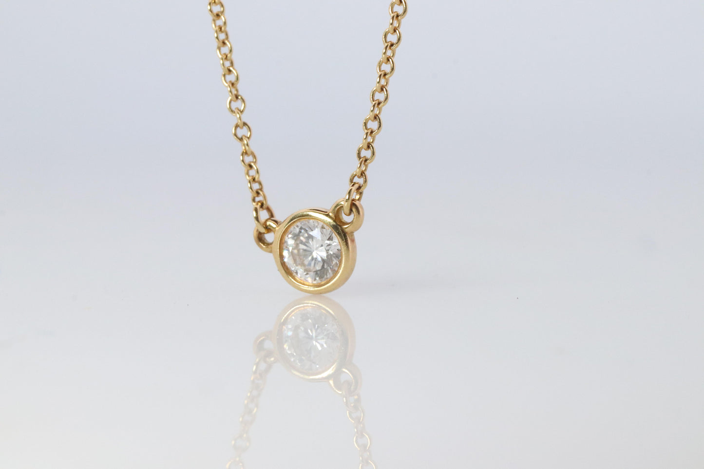 Vintage Tiffany Co Necklace Elsa Peretti Diamond by the Yard 0.36ct Solitaire 1P