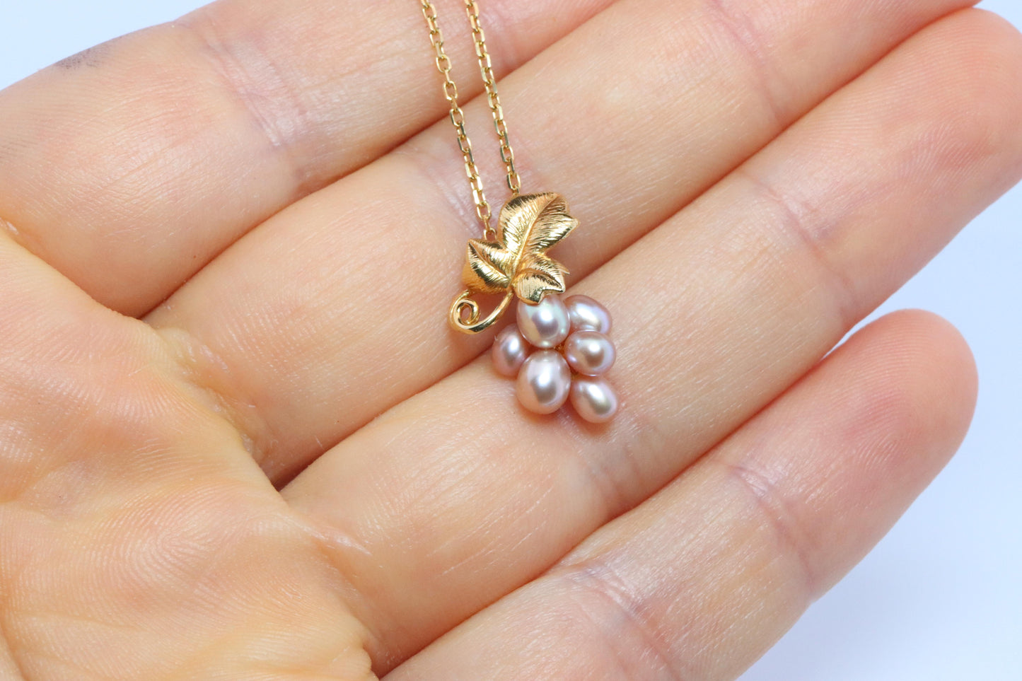 Mikimoto Necklace. Vintage 18k Gold Mikimoto Pearl Grape Vine Cluster pendant.