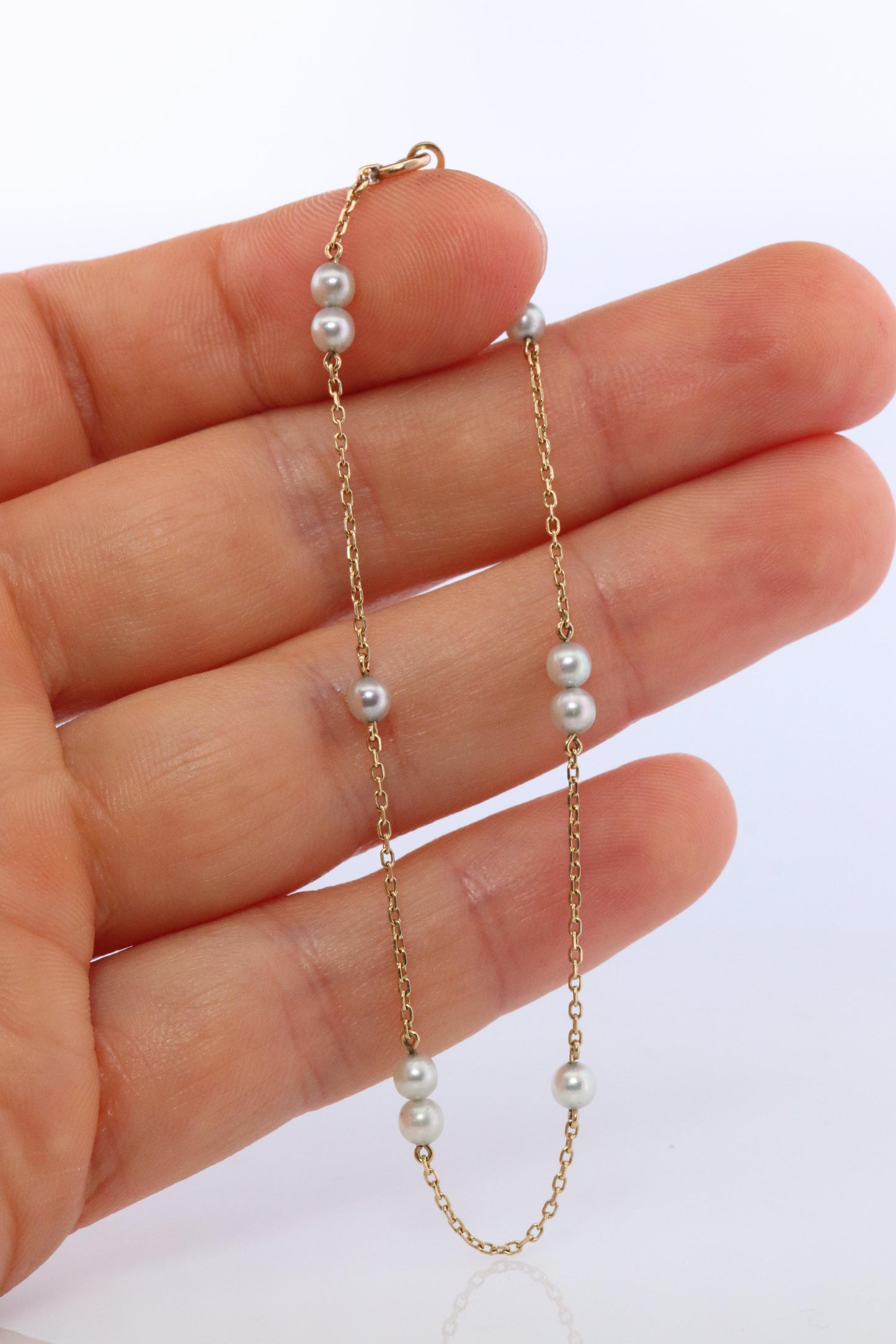Mikimoto Bracelet. Vintage 14k Gold Mikimoto Pearl Station Bracelet 585 Dainty.