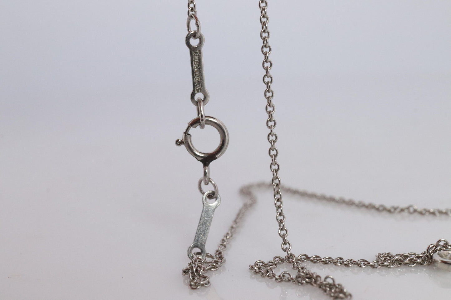 Vintage Tiffany Co Platinum Necklace Elsa Peretti Diamond by the Yard 0.17ct 1P