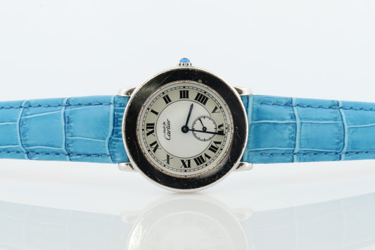 Genuine Cartier 1815 Ronde in Silver. Must de Cartier 33mm ARGENT Ronde Quartz Watch. Vintage Cartier Wristwatch