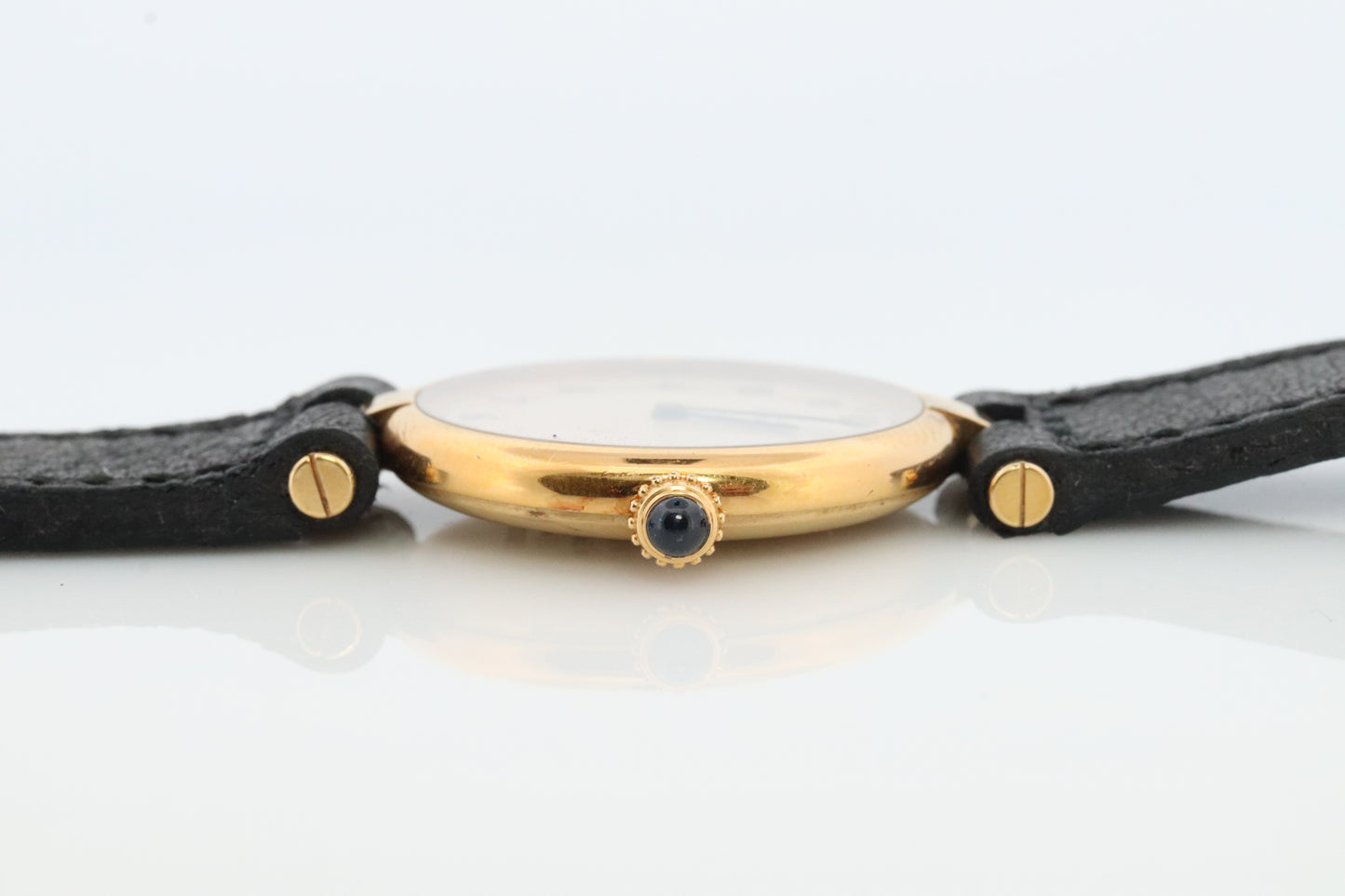 Vintage Must de Cartier Vendome Uhr. ARGENT Cartier 925 Vermeil Quarz Ardent RUND Swiss Made. Originalpapiere st(1-0-92)
