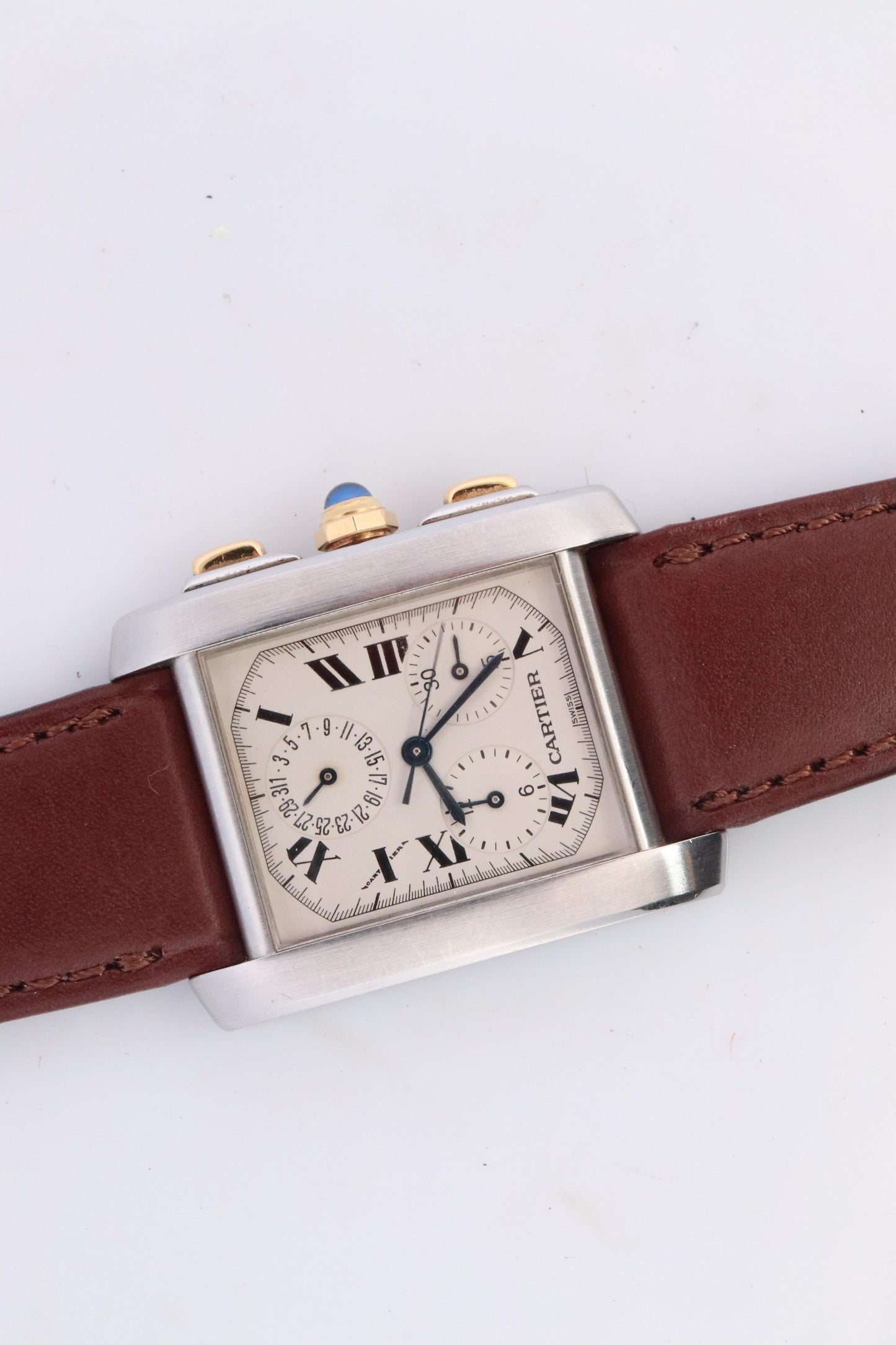 Vintage Cartier Tank Francaise Chronoflex Watch. Cartier 2303 Stainless Steel