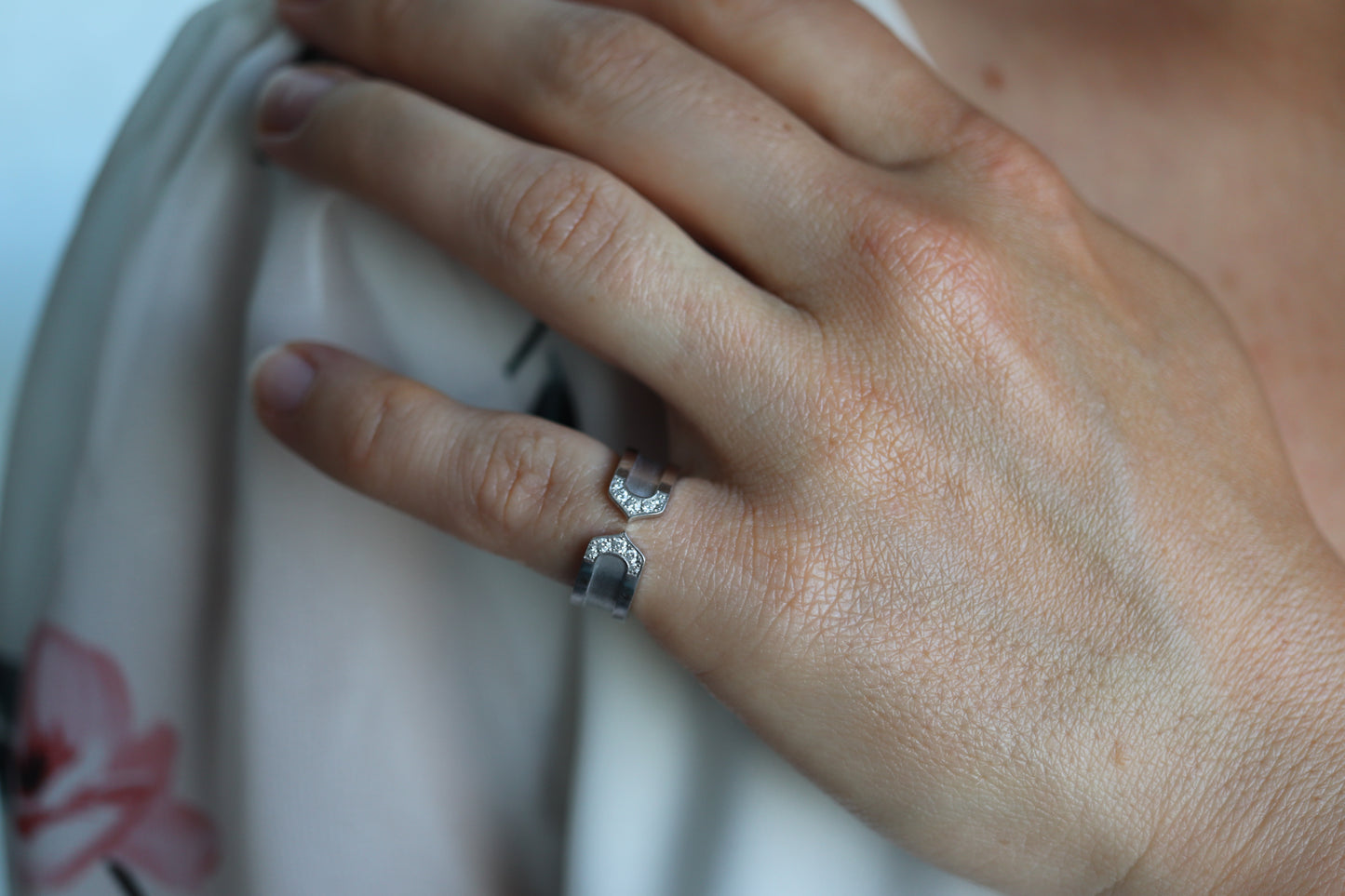 Vintage Cartier Diamond Ring. Open C Diamond Band. Authentic 18k White Gold Cartier Diamond Band. Open Genuine 750 Cartier Ring.