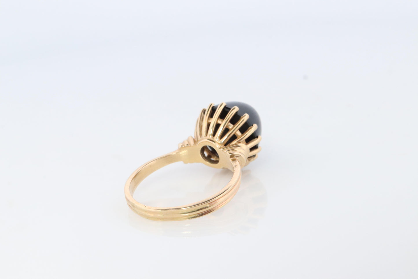 14k Gold ONYX ring. Unique Cabochon Pyramid Onyx Signet or Pinky ring.