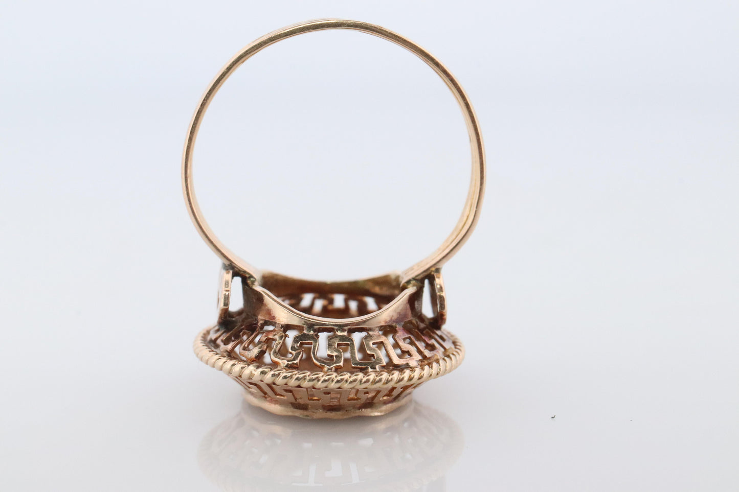 14k Greek Soldier Ladies ring. 14k Gold Filigree Centurion face Signet Ring