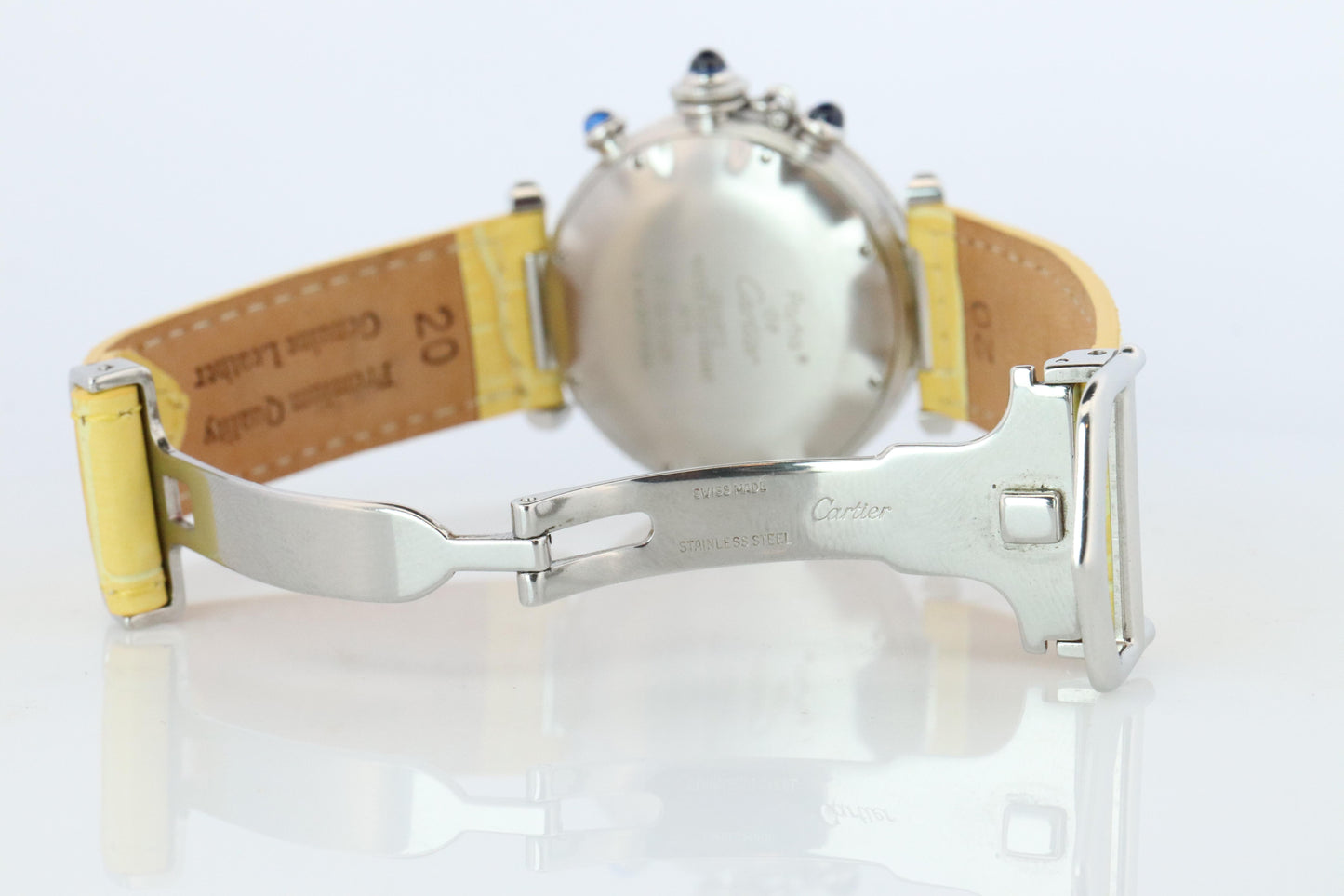 Vintage Cartier PASHA 38mm Chronograph. Rare Yellow Dial W3100355.