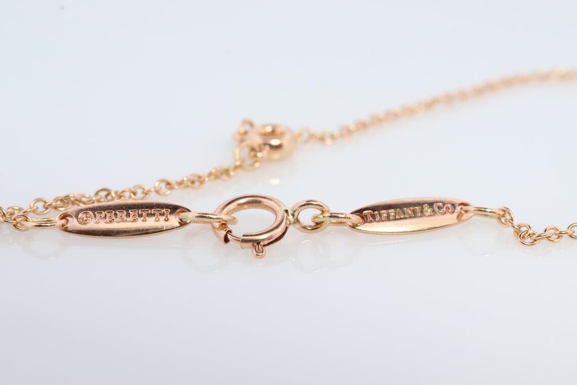 Vintage Tiffany Co Necklace Elsa Peretti Diamond by the Yard Solitaire Rose Gold