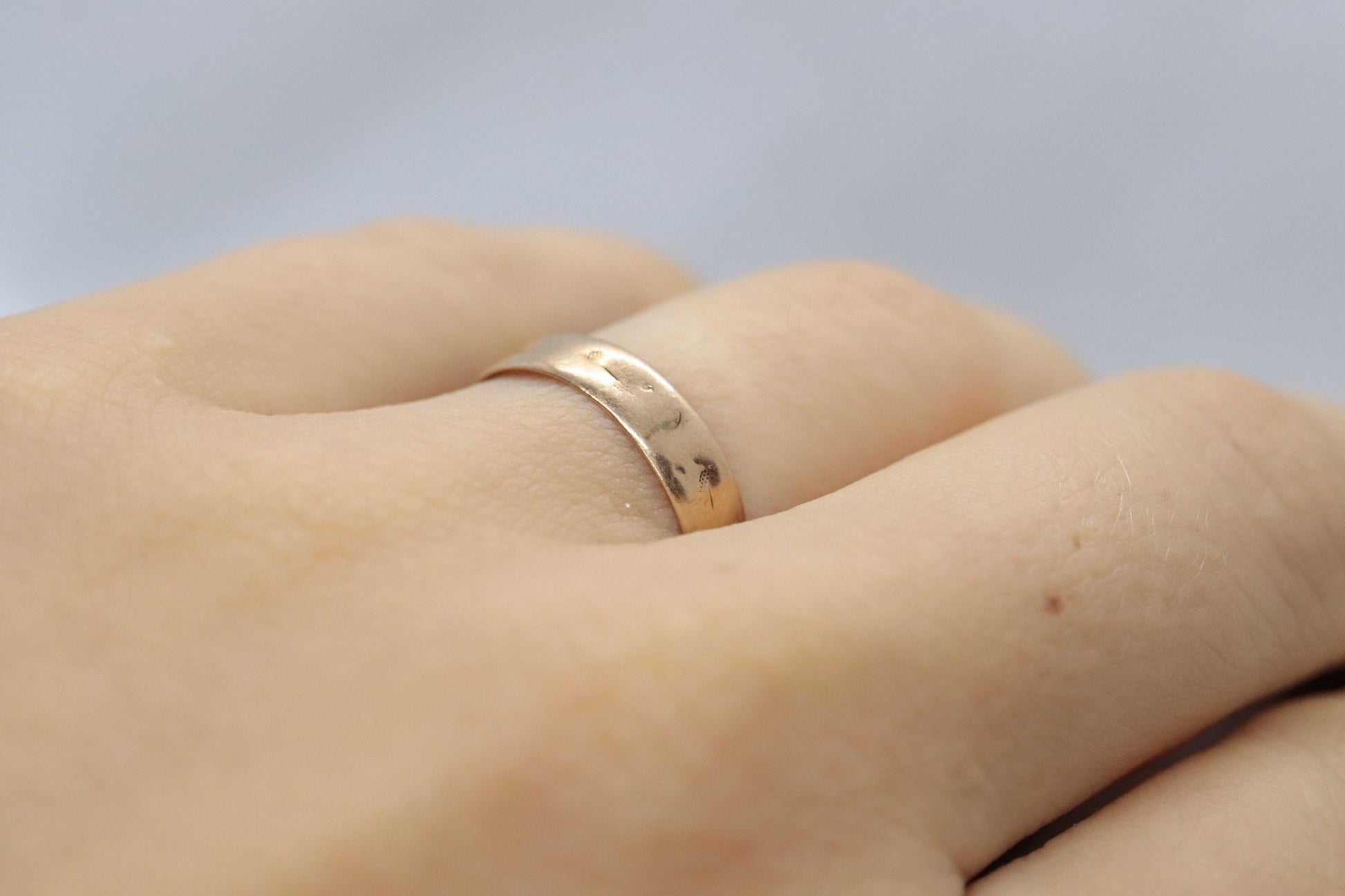 JR Wood 10K Rose Gold Band. Antique 1880s Wedding Band Sz 6.25 1g st(37/36)