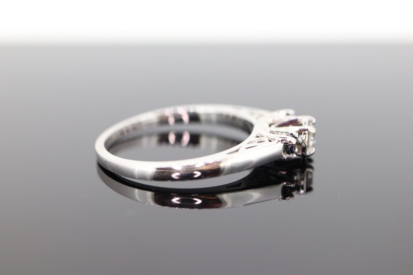 Diamond Sapphire ring. 14k White Gold Diamond Sapphire Solitaire. Trilogy Trio Triple Sapphire Diamond Engagement ring st(133)