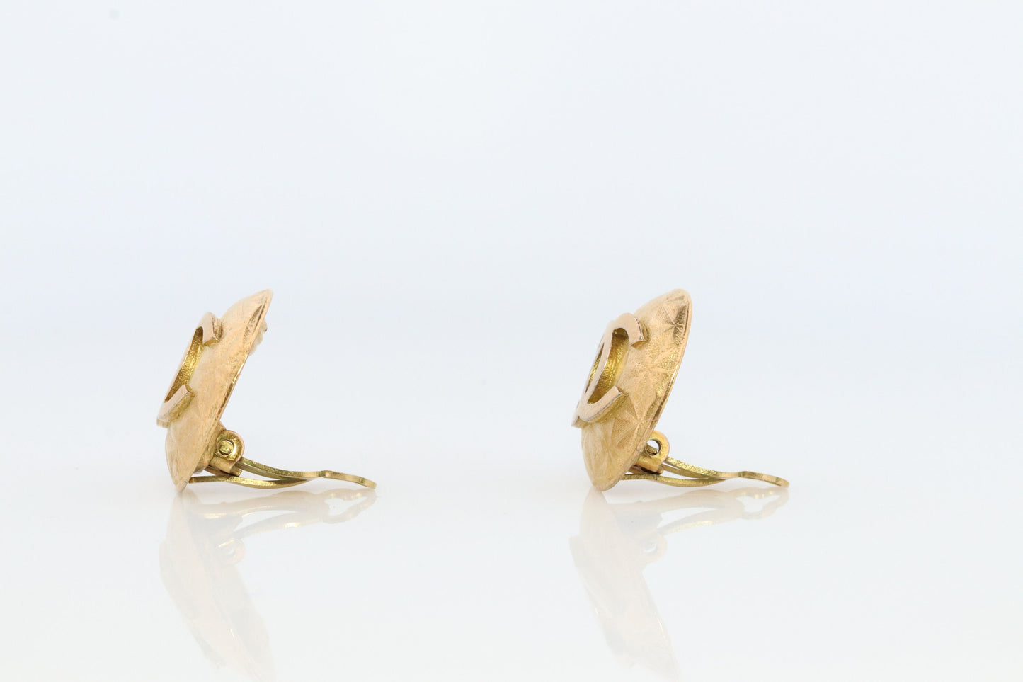 Chanel Earrings. Genuine CC CHANEL Round LOGO Clip on earrings. Disc disk Nonpierced Clips. Coco Matelasse Original Box