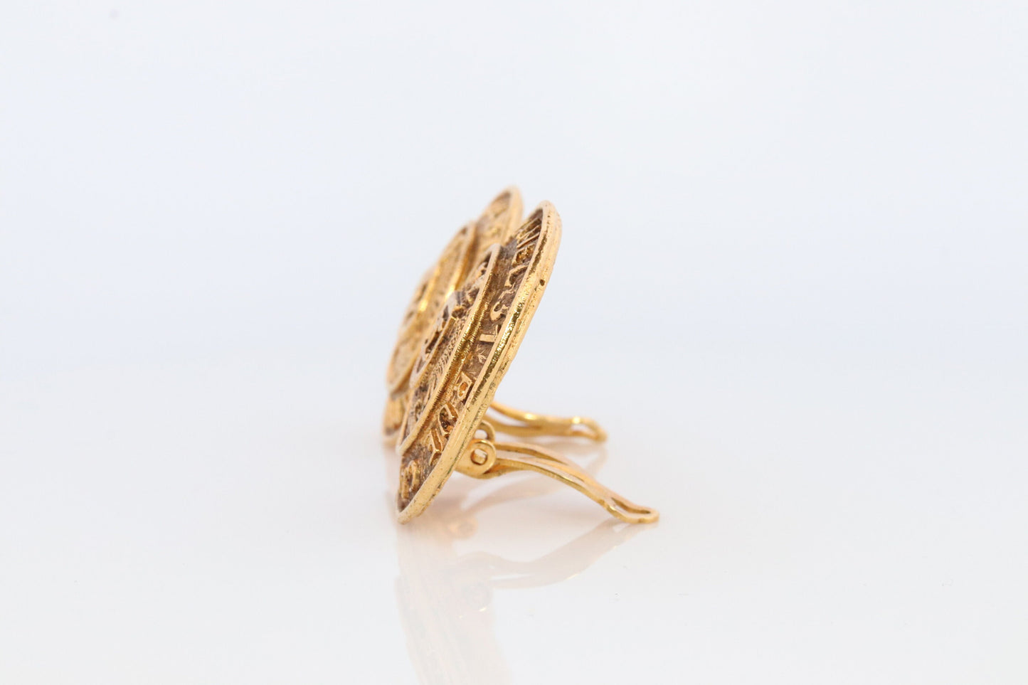 Chanel Earrings. Genuine CC CHANEL Round Crest Shield LOGO Clip on earrings. Nonpierced Clips. 31 Rue Cambon