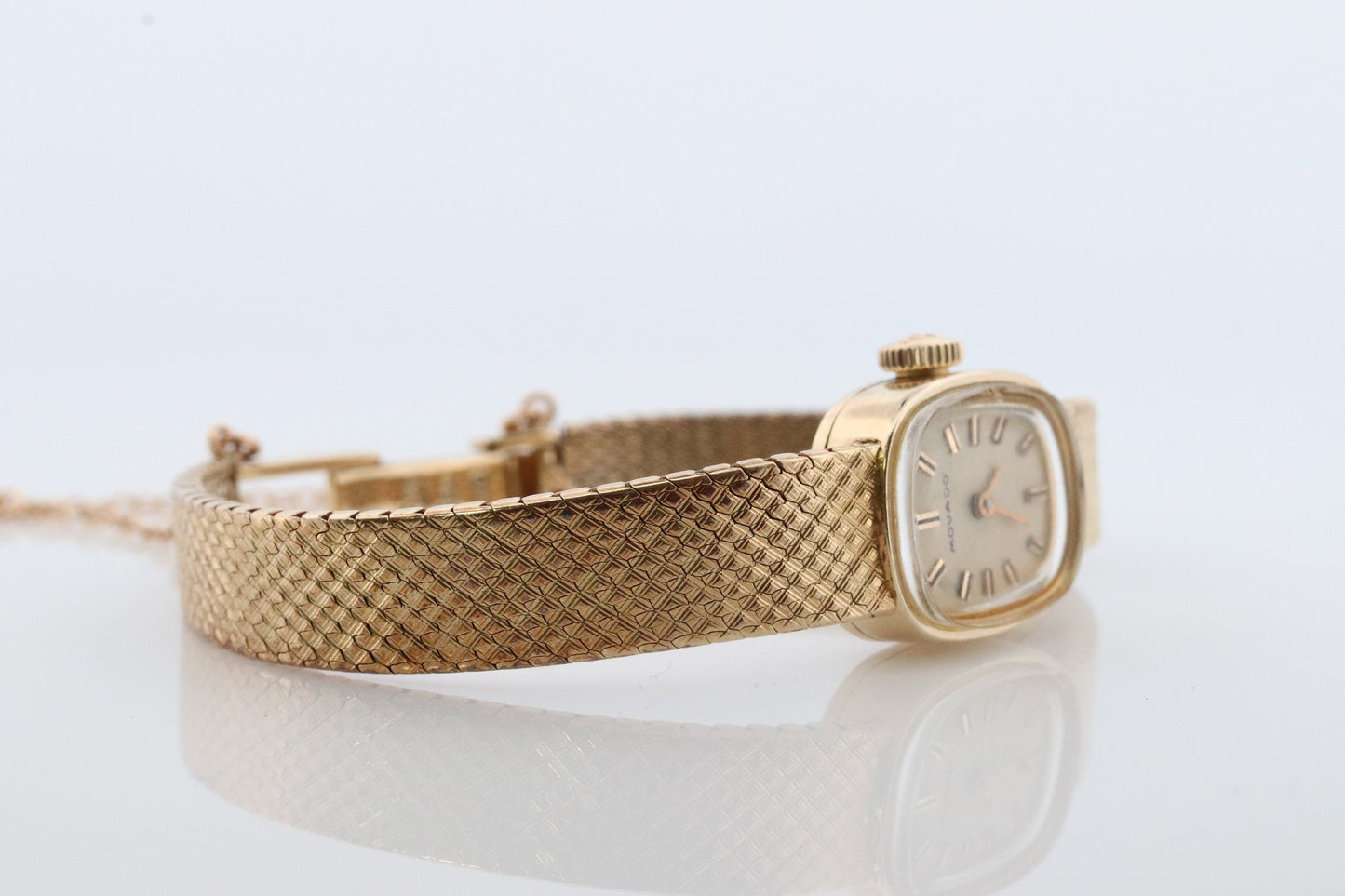14k MOVADO Mechanical Watch. Movado Vintage Ladies watch with 14k Gold Mesh Bracelet.