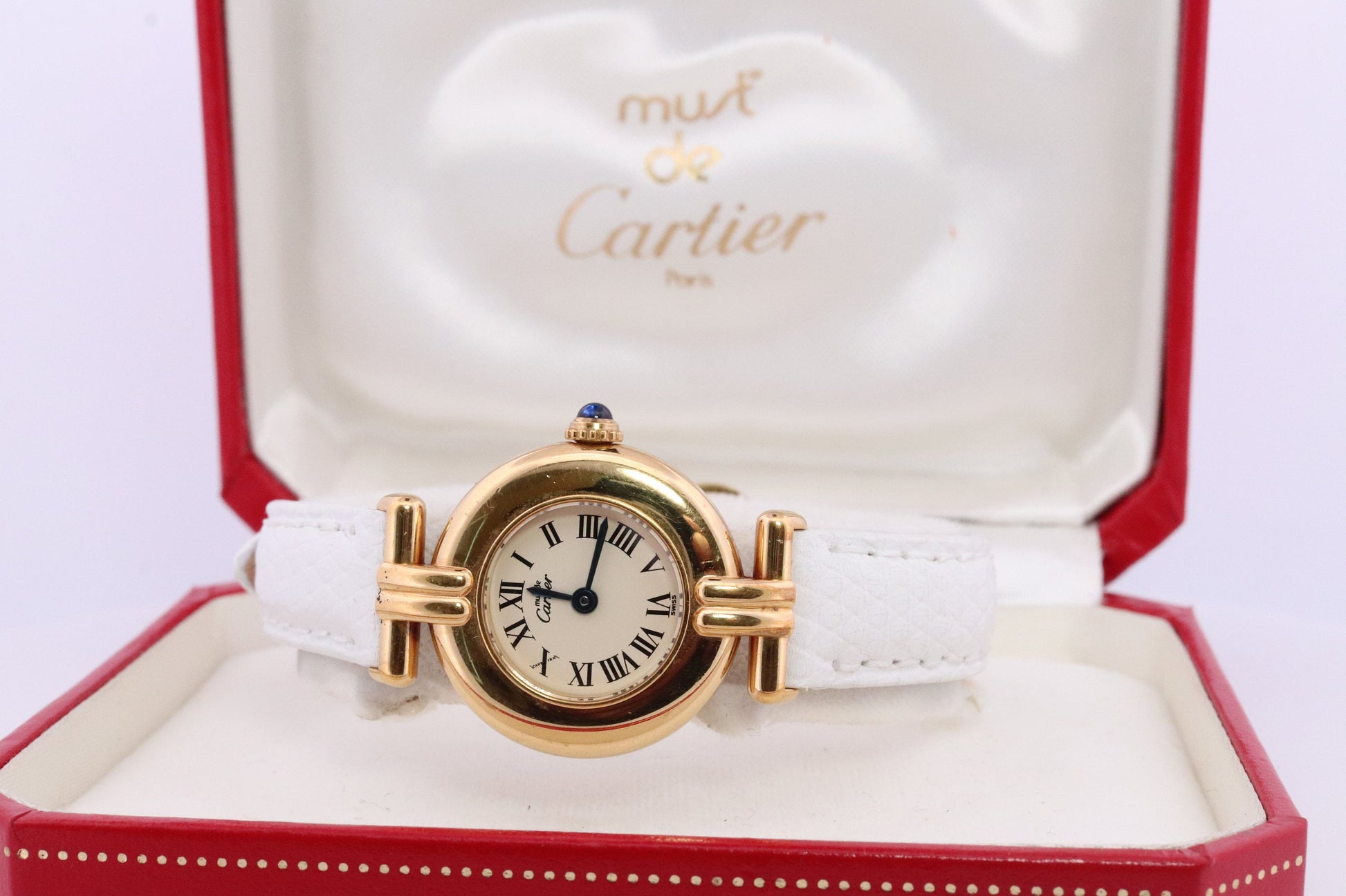 Vintage Must de Cartier Vendome Colisee Watch. ARGENT Cartier 925 Vermeil Quartz Ardent ROUND 59002 Swiss Made.
