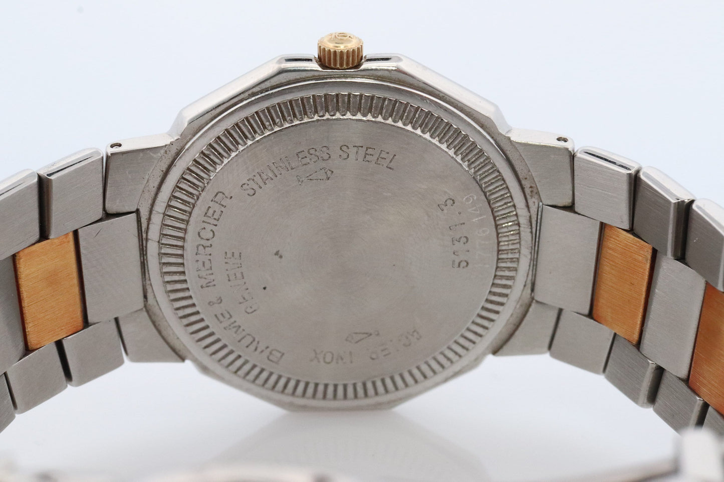 Vintage Baume and Mercier watch. Baume Mercier 5131.3 Riviera Yellow Gold Stainless Steel. Two Tone Color Date watch