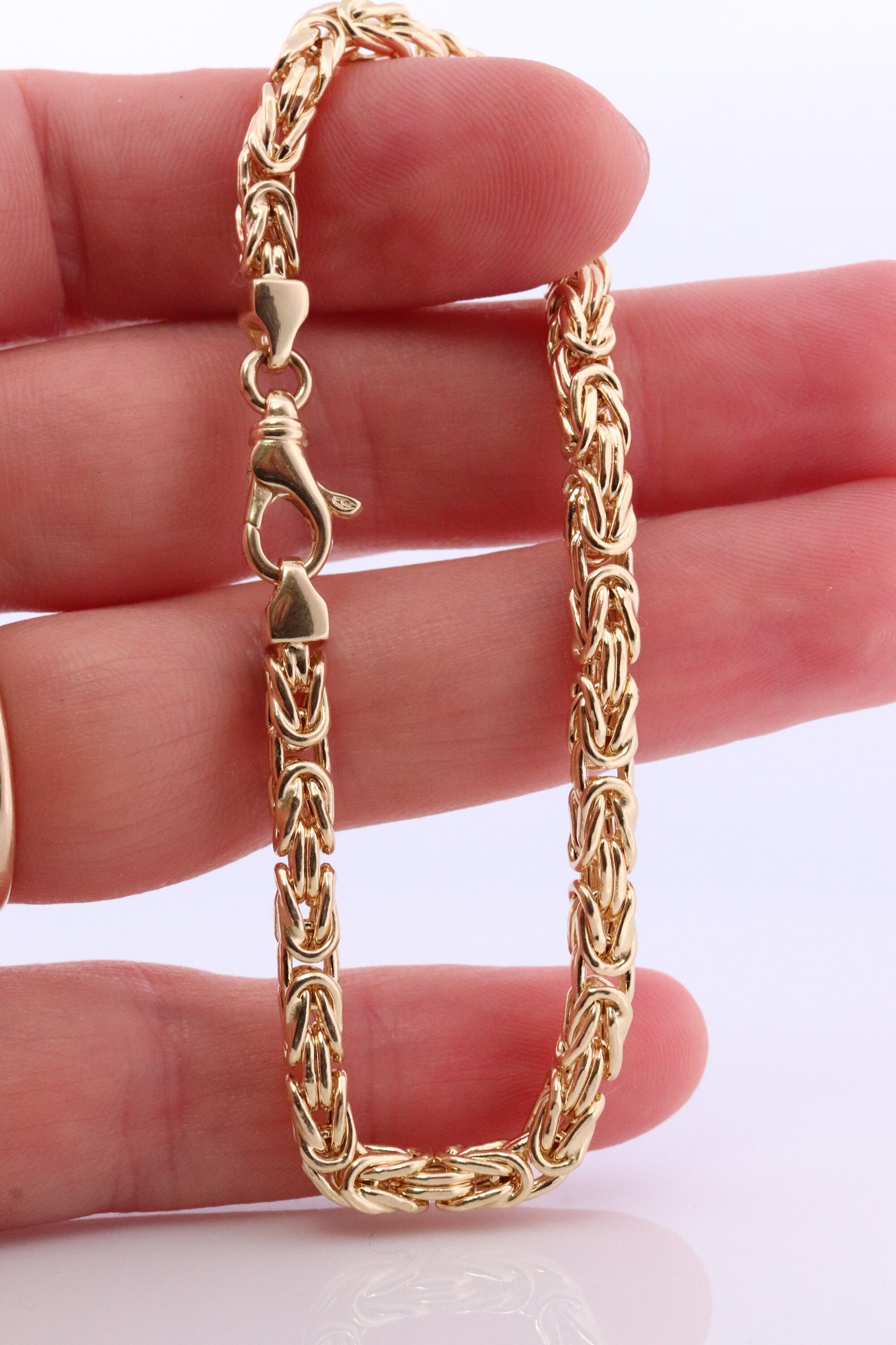 Byzantine Square Bracelet. 14k Yellow Gold 585 7.25mm length 3.5mm wide. ITALY Made. Bracelet for Him or Her