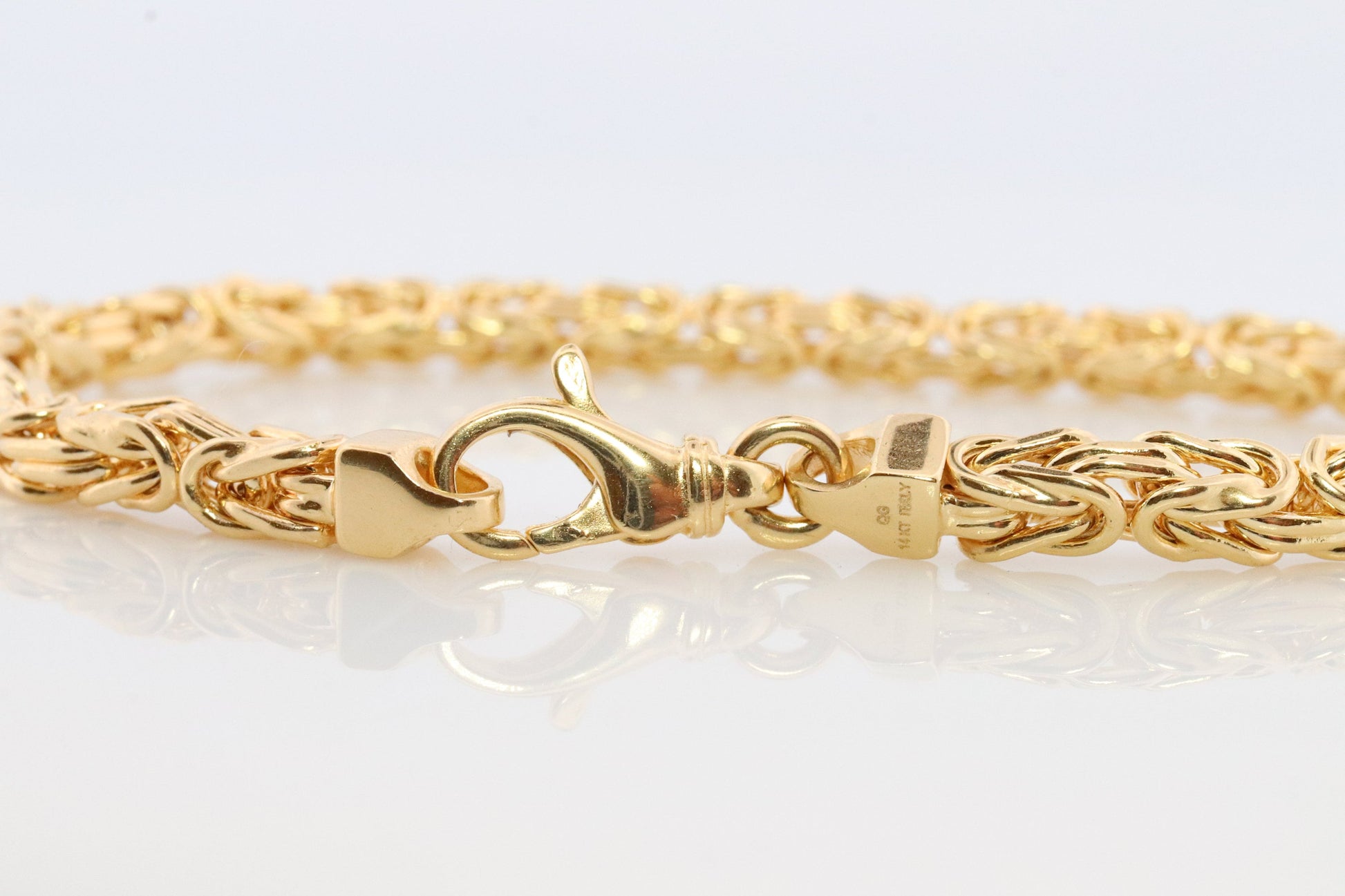 Byzantine Square Bracelet. 14k Yellow Gold 585 7.25mm length 3.5mm wide. ITALY Made. Bracelet for Him or Her