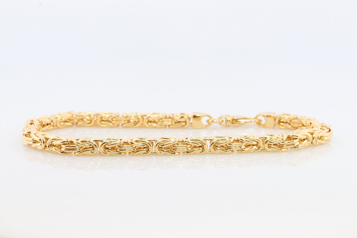 Byzantine Square Bracelet. 14k Yellow Gold 585 7.25mm length 3.5mm wide. ITALY Made. Bracelet for Him or Her