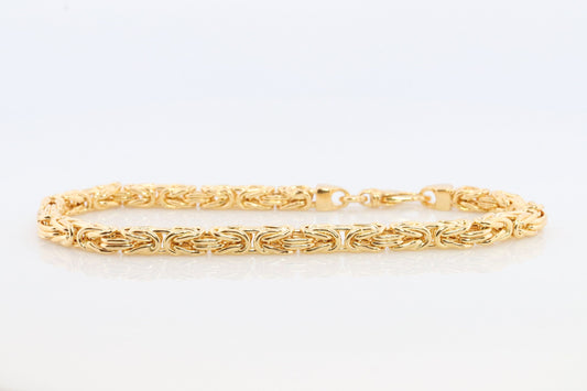 Byzantine Square Bracelet. 14k Yellow Gold 585 7.25mm length 3.5mm wide. ITALY Made. Bracelet for Him or Her