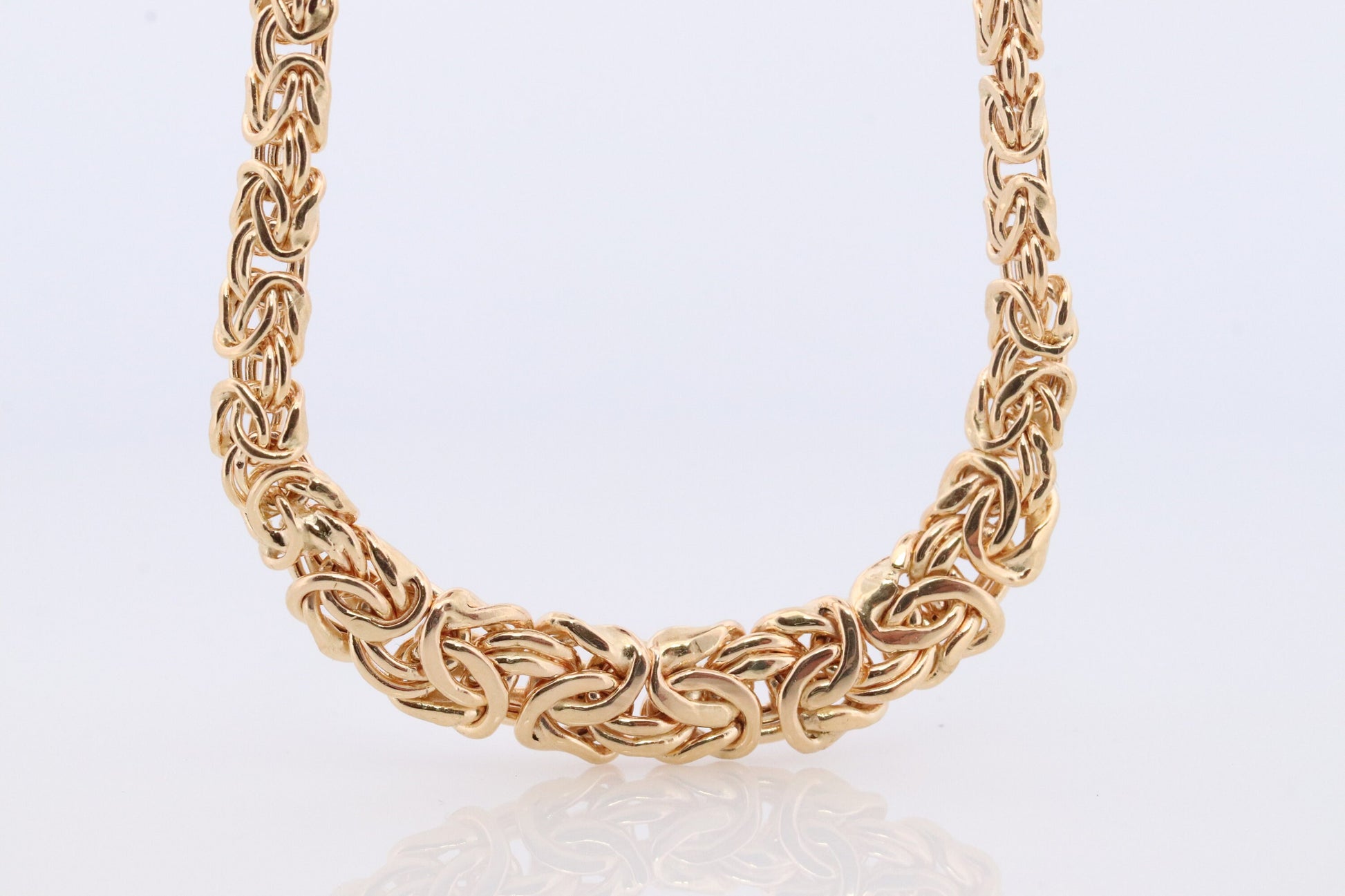 Byzantine chain Necklace. 14k Yellow Gold 585. 11.5grams. Graduated front. 14k yellow gold ITALY made. Gift for her.