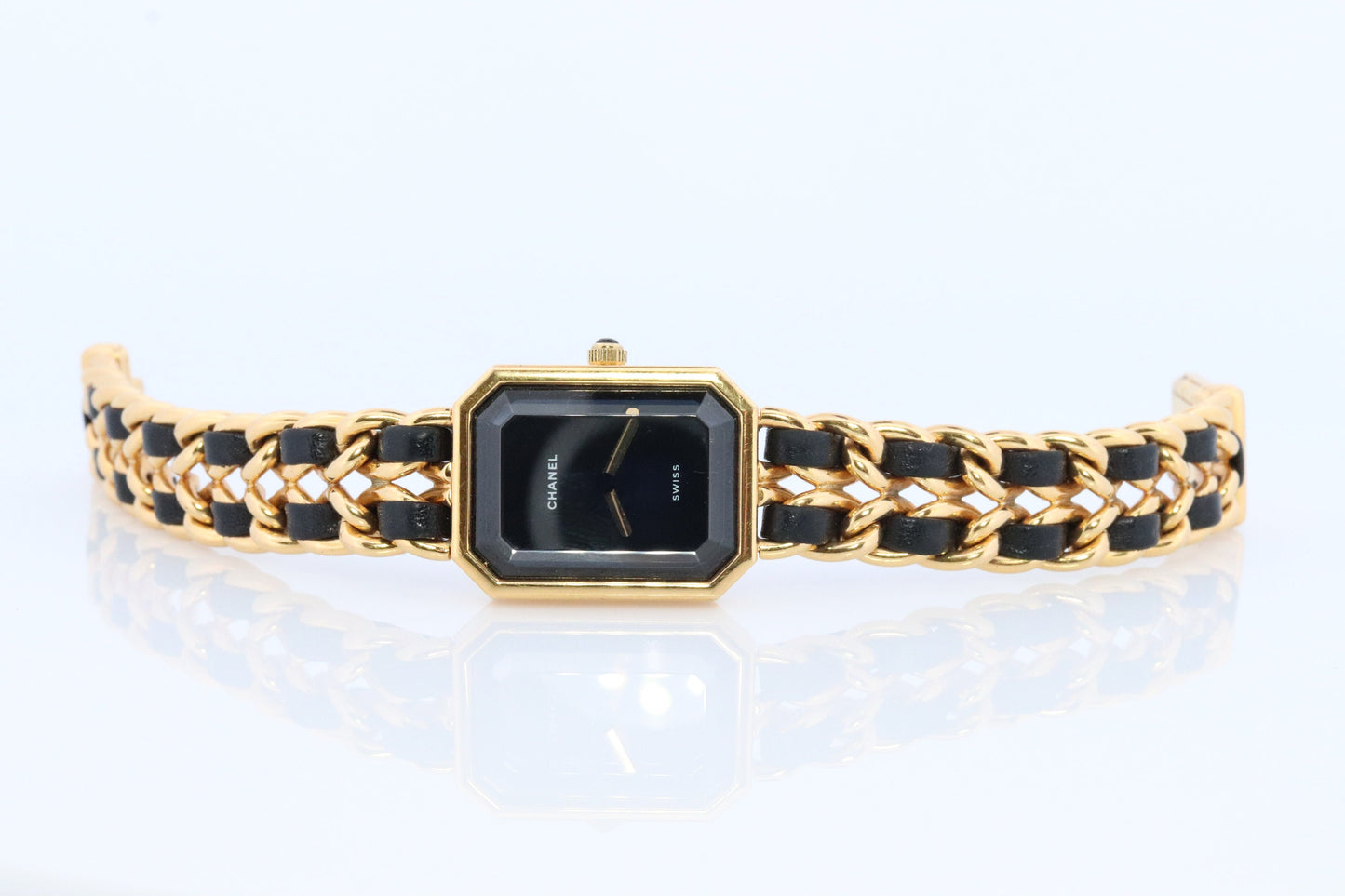 Vintage Chanel Premiere Wristwatch. Ladies Chanel H001 Gold and Leather Watch.