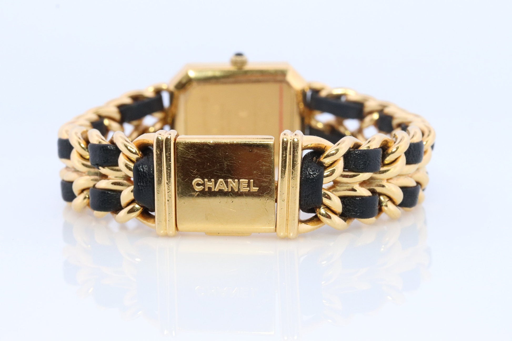 Vintage Chanel Premiere Wristwatch. Ladies Chanel H001 Gold and Leather Watch.