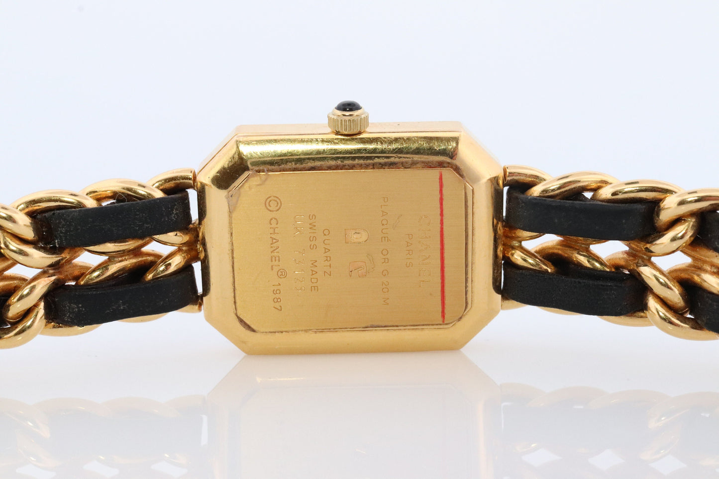 Vintage Chanel Premiere Wristwatch. Ladies Chanel H001 Gold and Leather Watch.