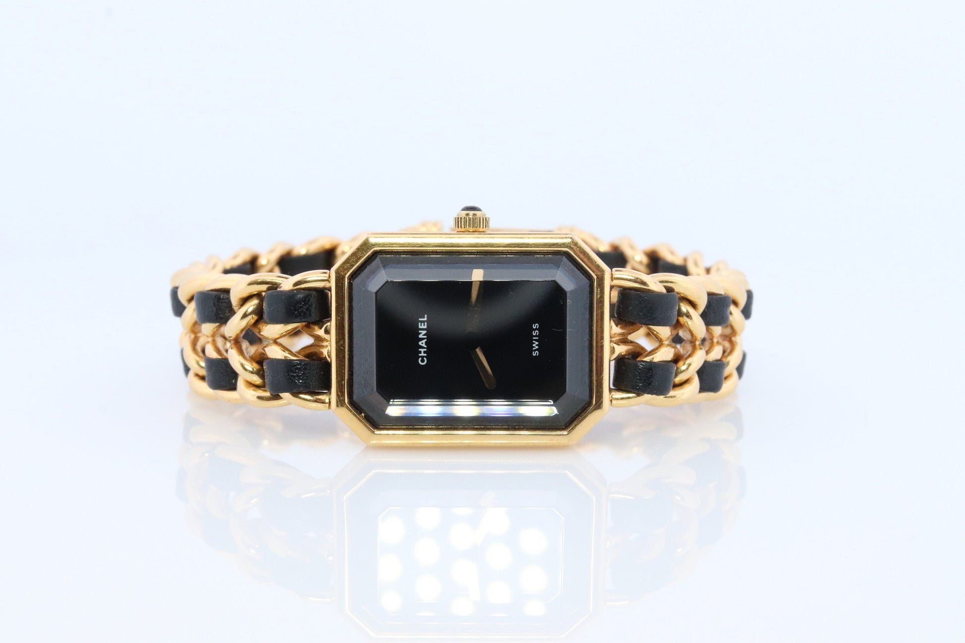 Vintage Chanel Premiere Wristwatch. Ladies Chanel H001 Gold and Leather Watch.