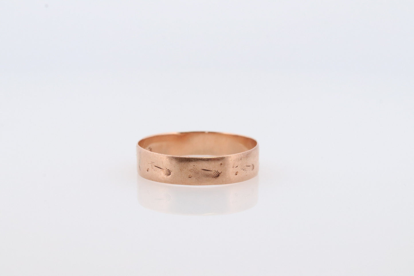 JR Wood 10K Rose Gold Band. Antique 1880s Wedding Band Sz 6.25 1g st(37/36)