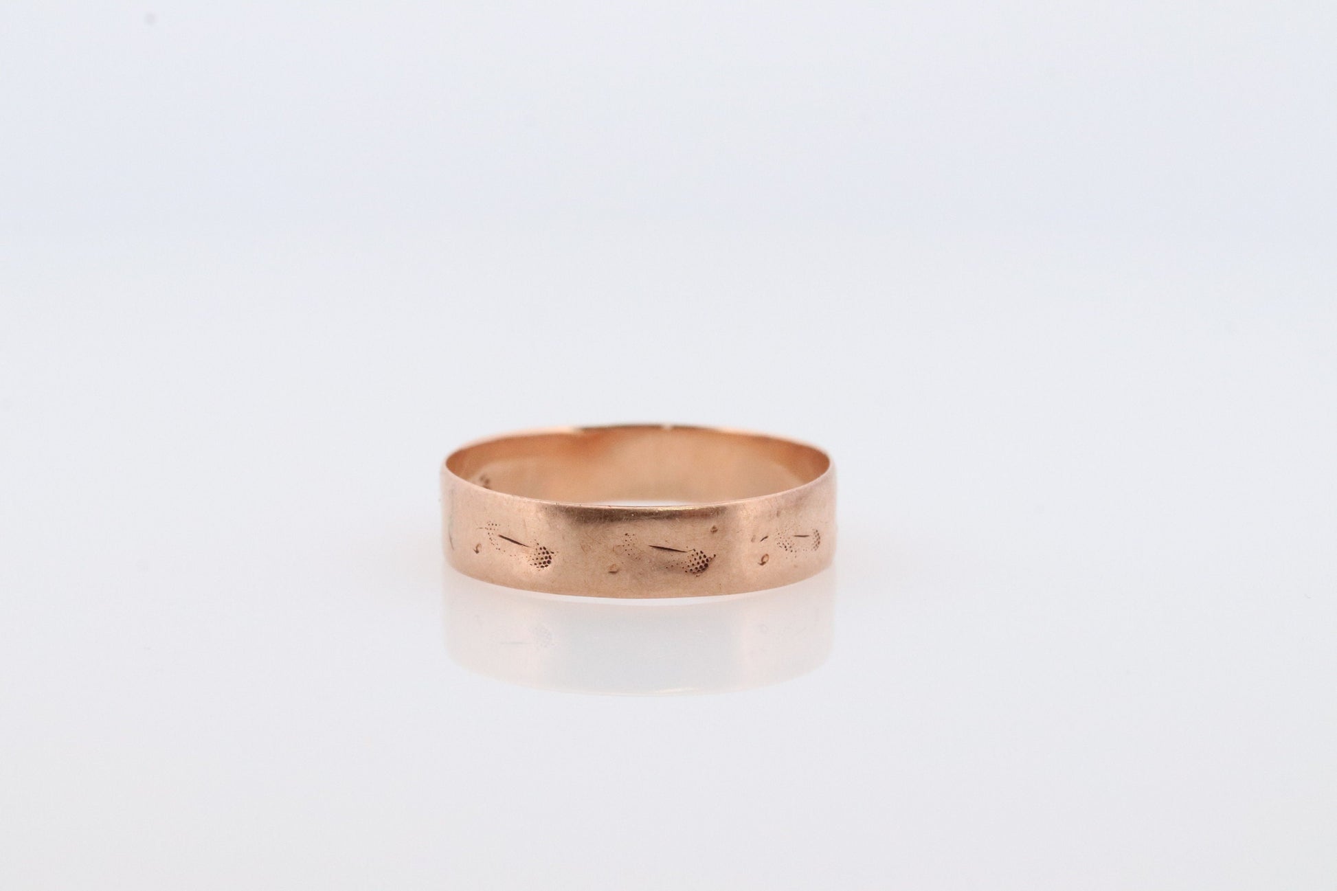 JR Wood 10K Rose Gold Band. Antique 1880s Wedding Band Sz 6.25 1g st(37/36)