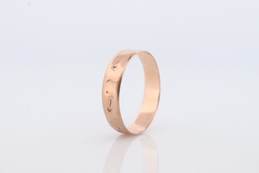 JR Wood 10K Rose Gold Band. Antique 1880s Wedding Band Sz 6.25 1g st(37/36)