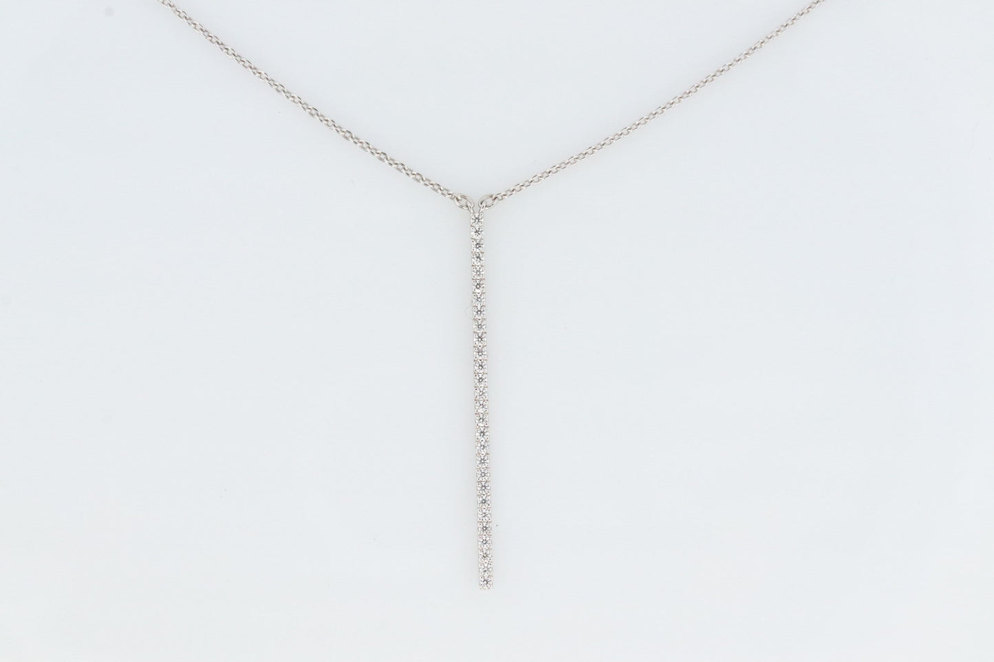 MIKIMOTO Necklace. 18k White gold Mikimoto Diamond Bar pendant. 18k White Minimalist Mikimoto Piece.
