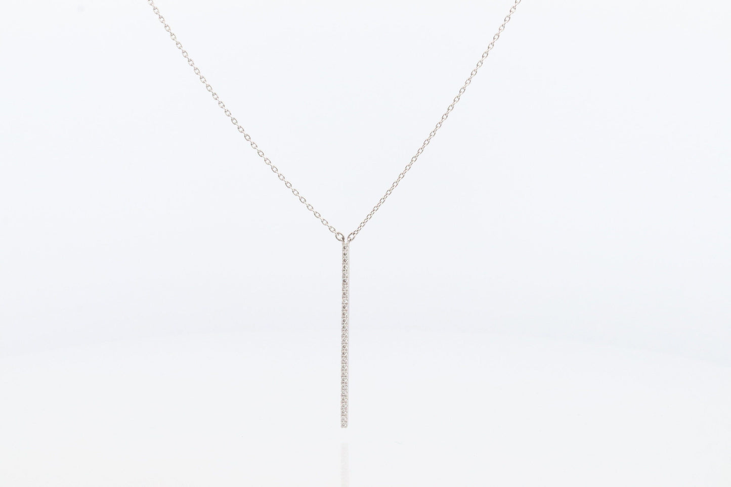 MIKIMOTO Necklace. 18k White gold Mikimoto Diamond Bar pendant. 18k White Minimalist Mikimoto Piece.