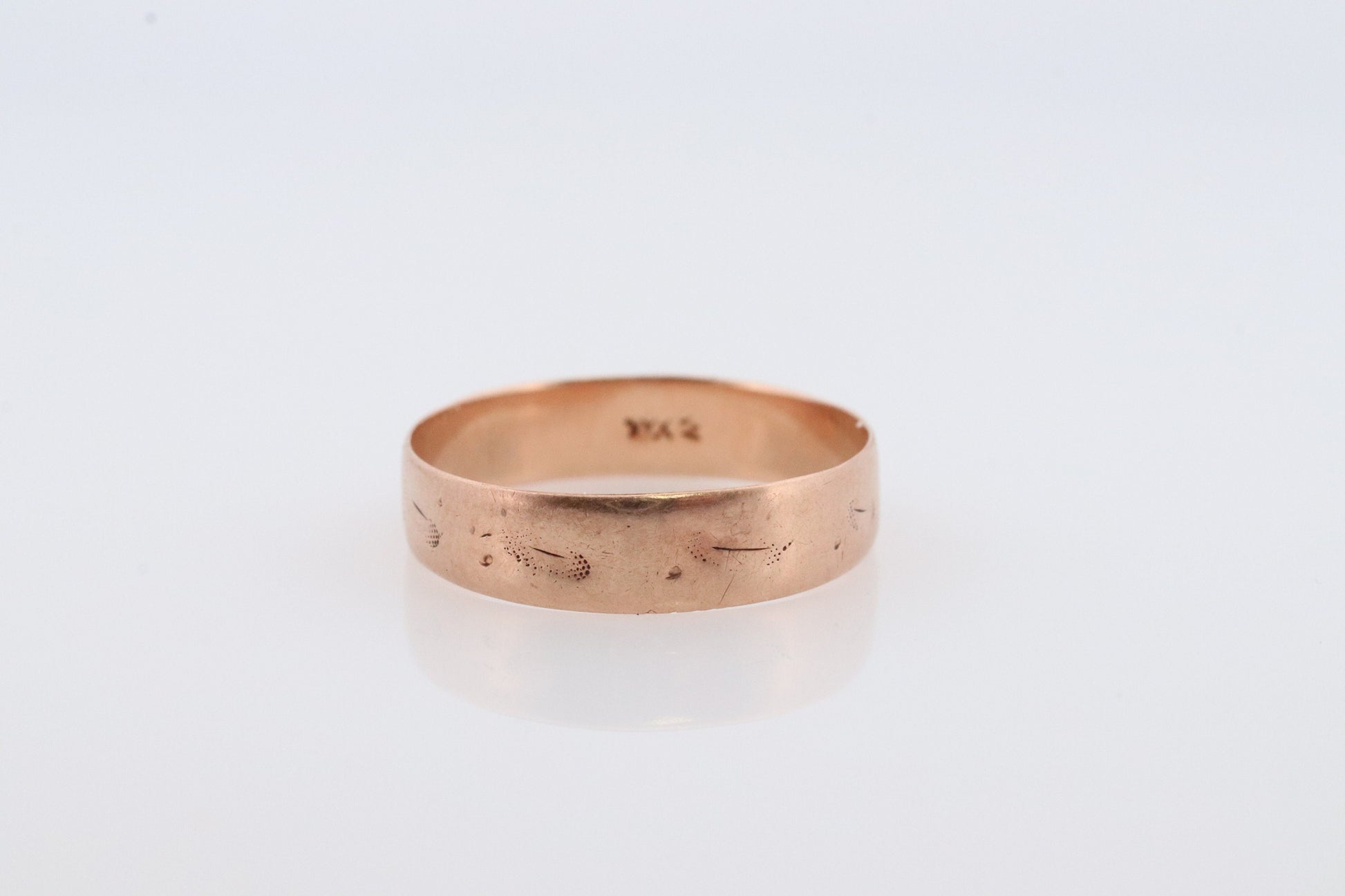 JR Wood 10K Rose Gold Band. Antique 1880s Wedding Band Sz 6.25 1g st(37/36)
