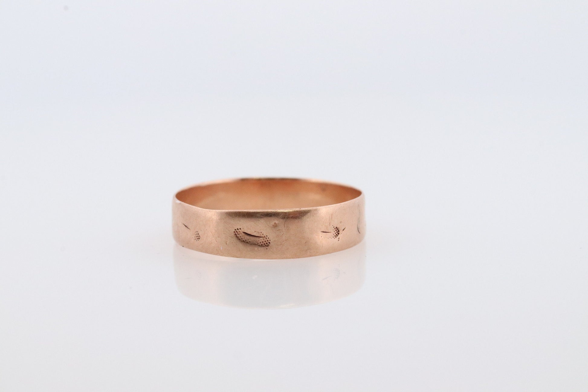 JR Wood 10K Rose Gold Band. Antique 1880s Wedding Band Sz 6.25 1g st(37/36)