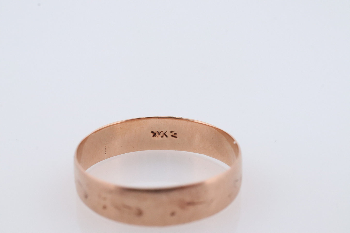 JR Wood 10K Rose Gold Band. Antique 1880s Wedding Band Sz 6.25 1g st(37/36)