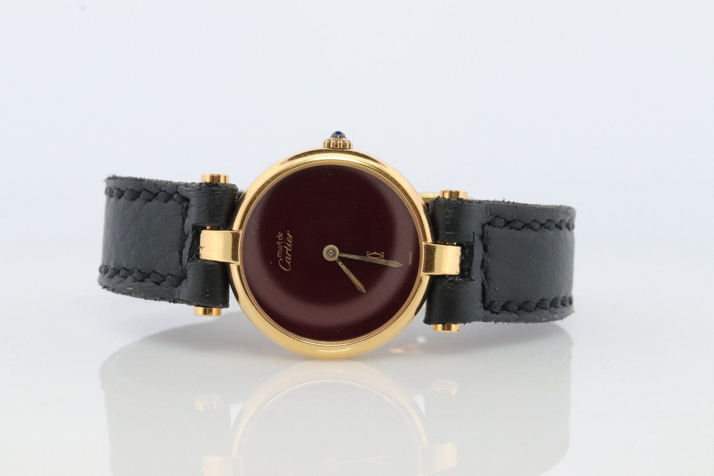 Genuine Cartier Watch. Must de Cartier Vendome Round Argent Vermeil 18k Sterling Silver. Must de Cartier 925 Ladies Watch