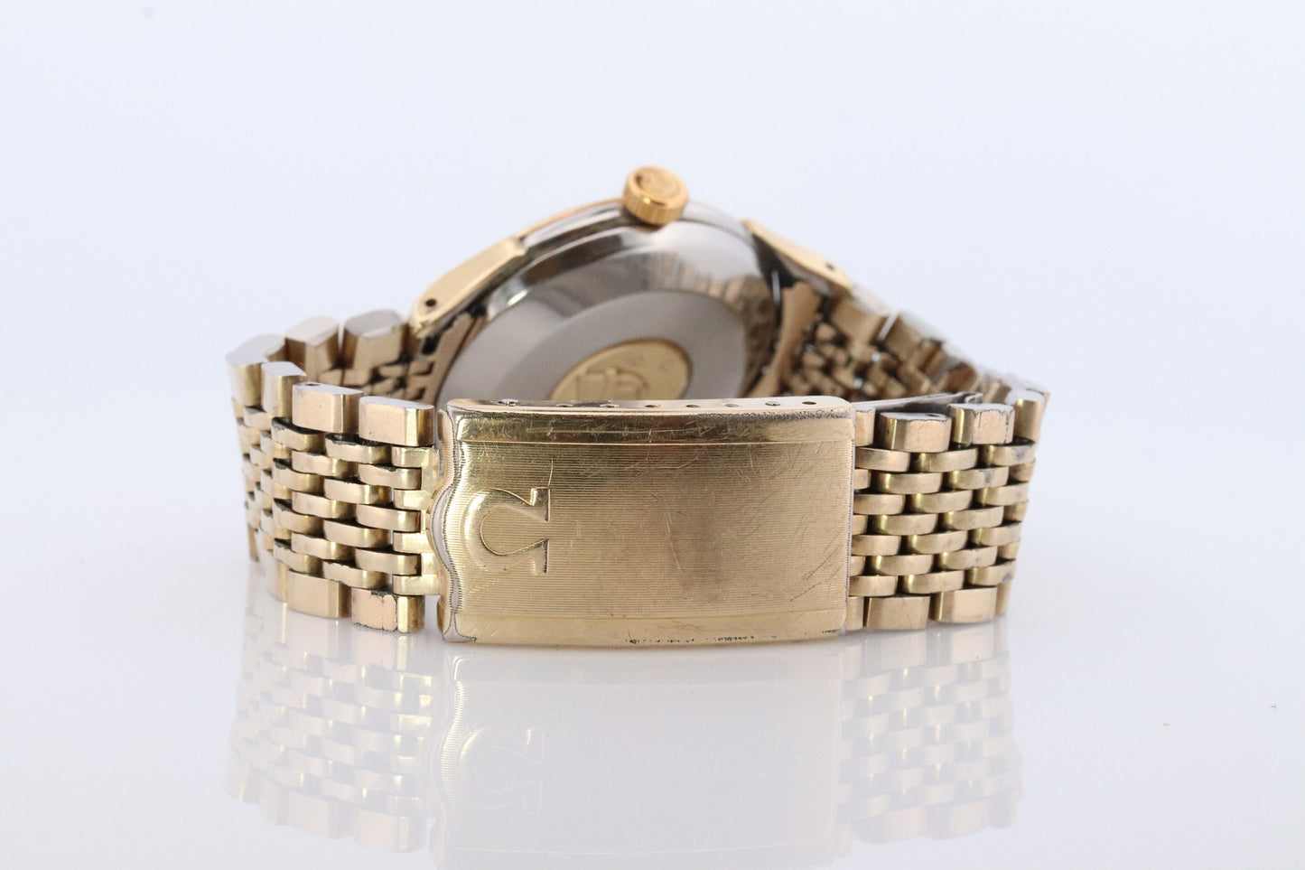 Omega Constellation Pie Pan Watch. Authentic Mens Omega Automatic 5852 Wristwatch. Omega 1950s Gold Plated Pie Pan Dial Arrowhead