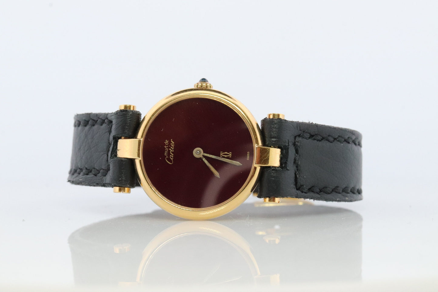 Genuine Cartier Watch. Must de Cartier Vendome Round Argent Vermeil 18k Sterling Silver. Must de Cartier 925 Ladies Watch