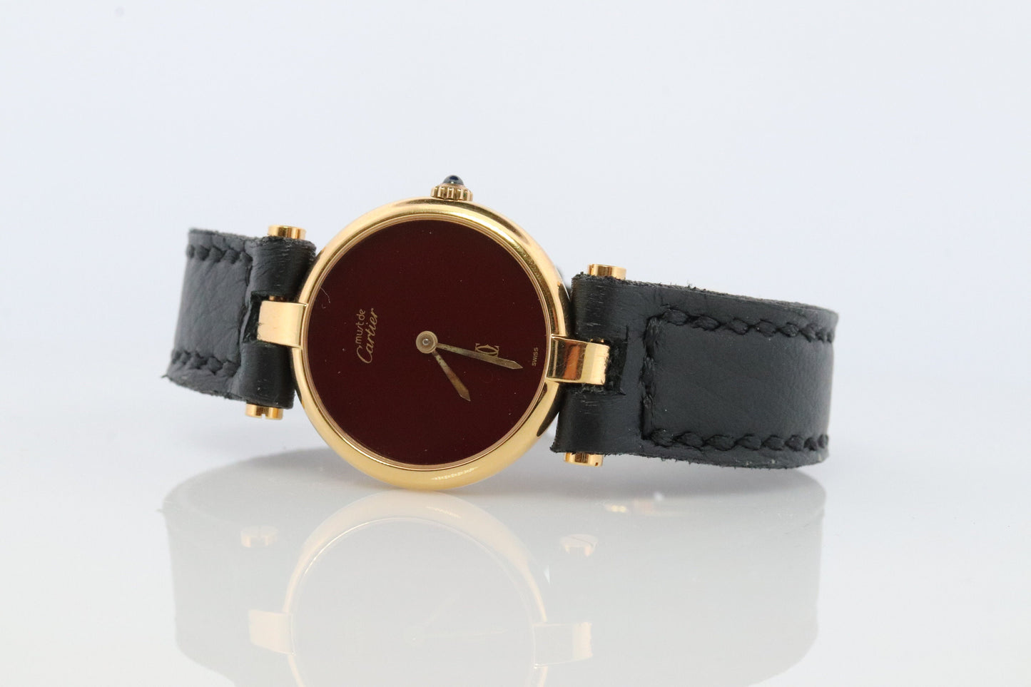 Genuine Cartier Watch. Must de Cartier Vendome Round Argent Vermeil 18k Sterling Silver. Must de Cartier 925 Ladies Watch