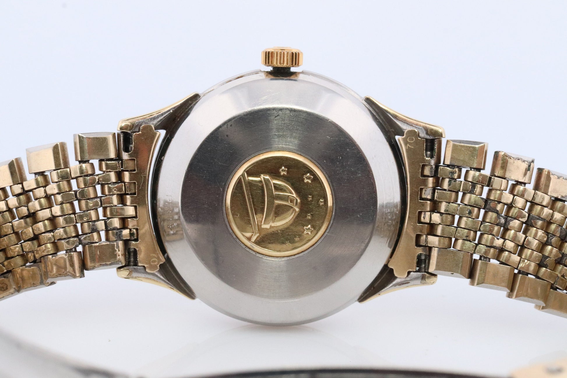 Omega Constellation Pie Pan Watch. Authentic Mens Omega Automatic 5852 Wristwatch. Omega 1950s Gold Plated Pie Pan Dial Arrowhead