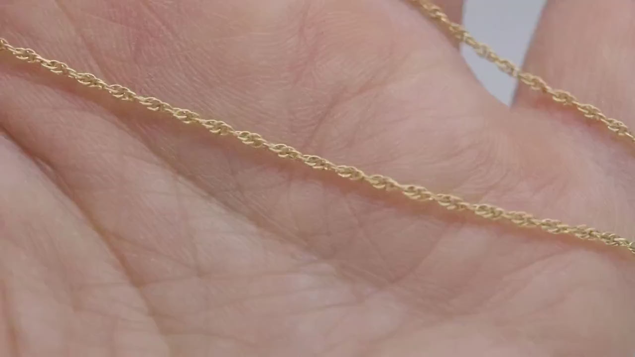 14k dainty twisted rope wheat chain necklace. 17in